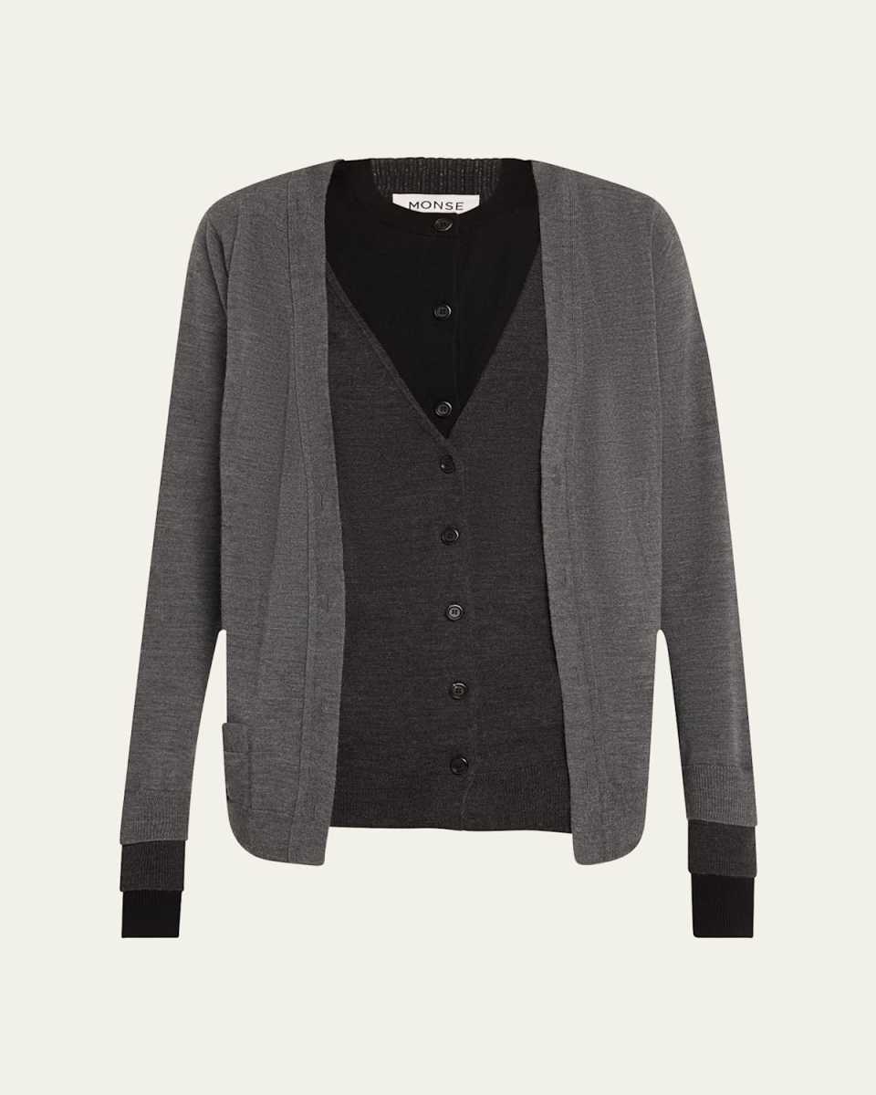 Multi Layered Merino Wool Cardigan